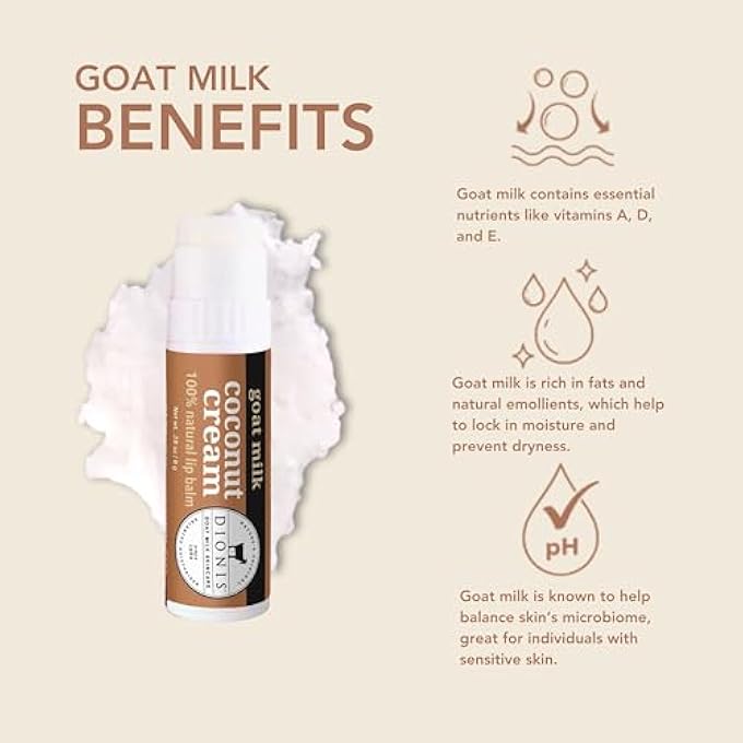 Dionis - GOAT MILK SKINCARE COCONUT CREAM SCENTED LIP BALM - SET OF 6 (0.28 OZ) - MADE IN THE USA - CRUELTY-FREE AND PARABEN-FREE - Image 2